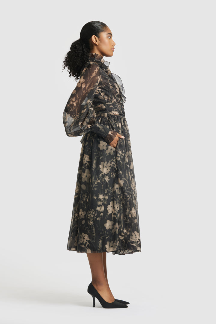 Pouf Sleeves Tea Length dress