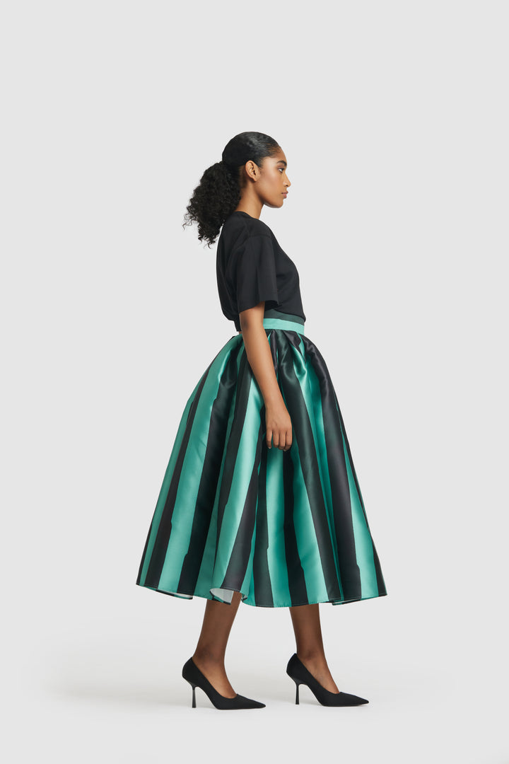 Tea Length Striped Skirt
