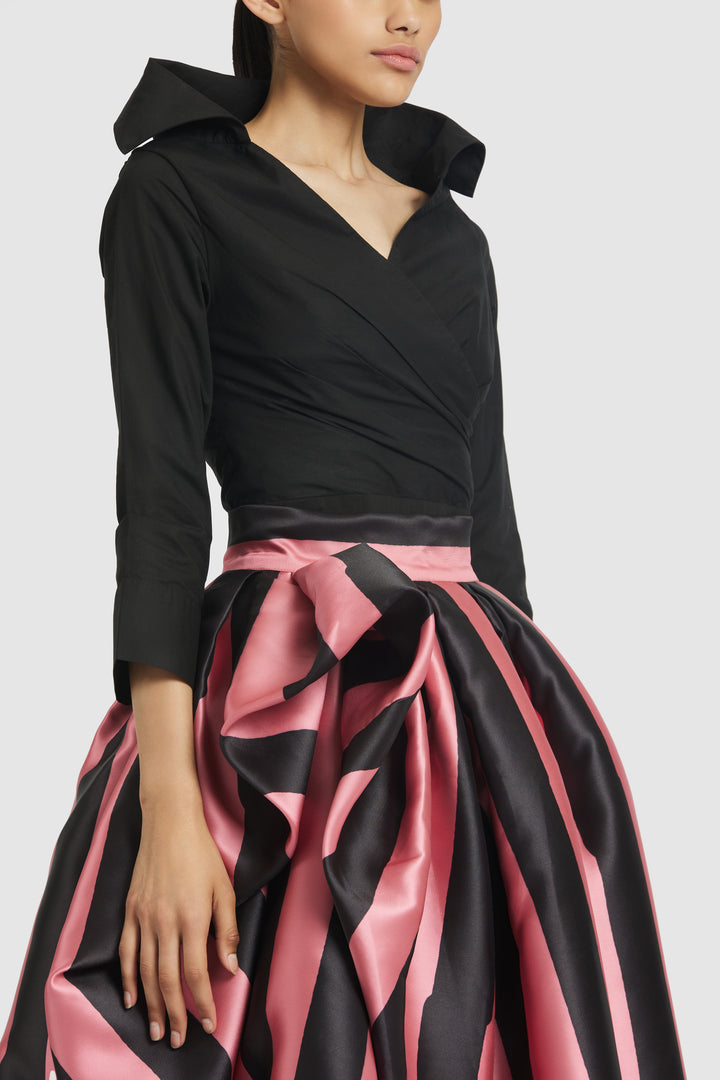 Tea Length Skirt Featuring Gathered Waist with Lifted Hem
