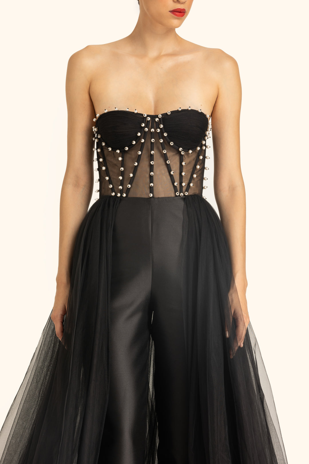 Corsetted Strapless Trail Jumpsuit