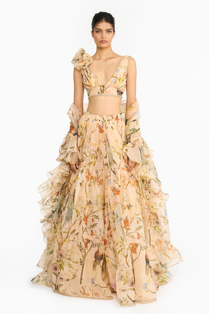 Peach Chinoiserie Lehenga