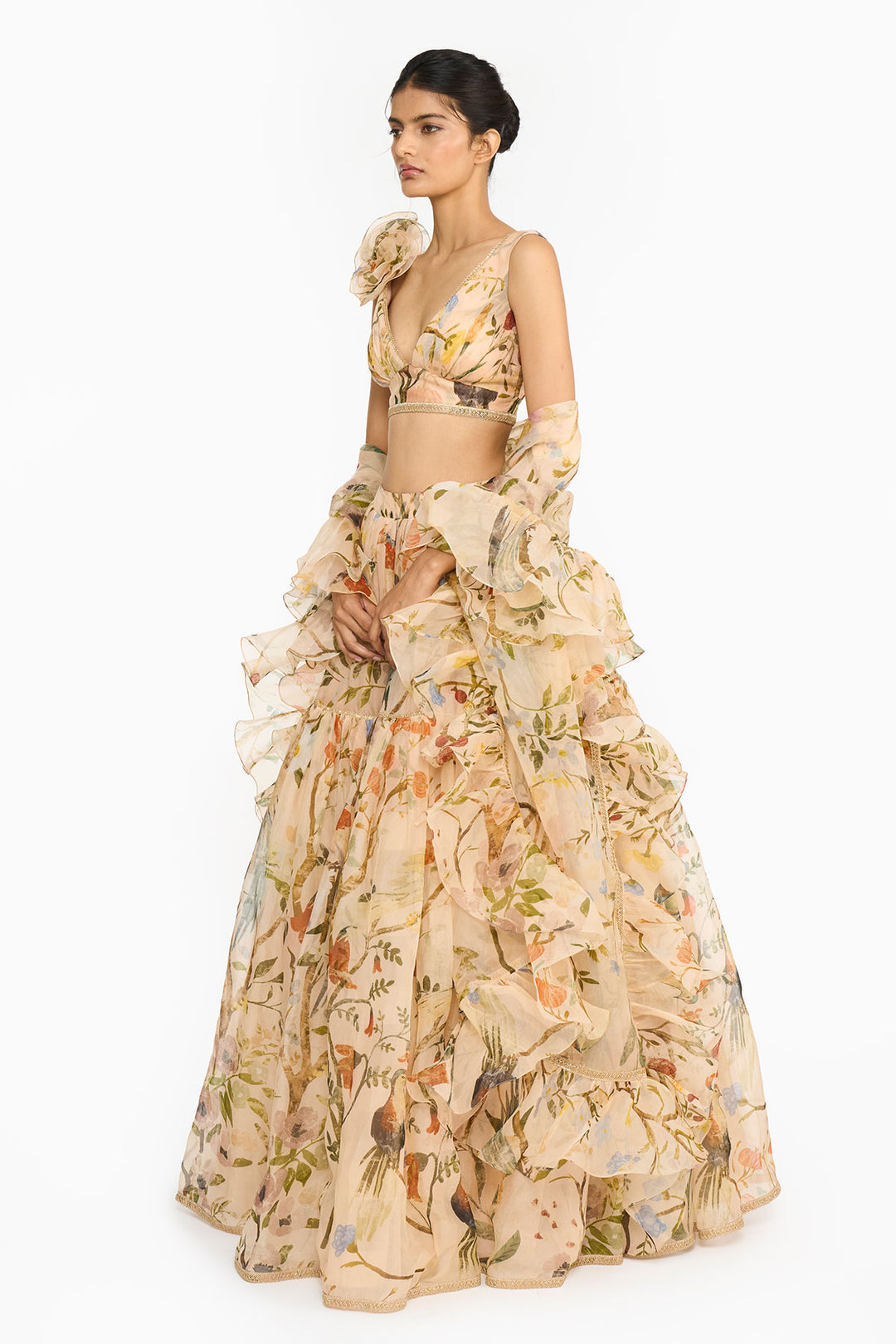 Peach Chinoiserie Lehenga