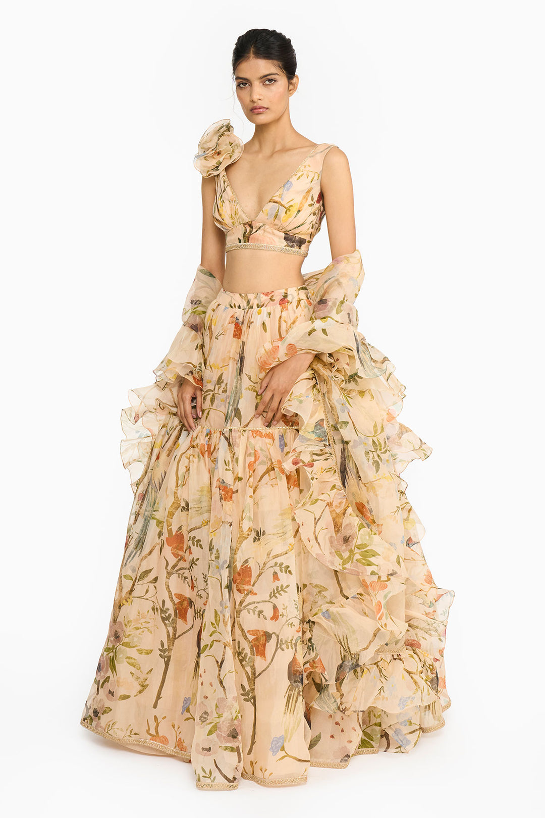 Peach Chinoiserie Lehenga