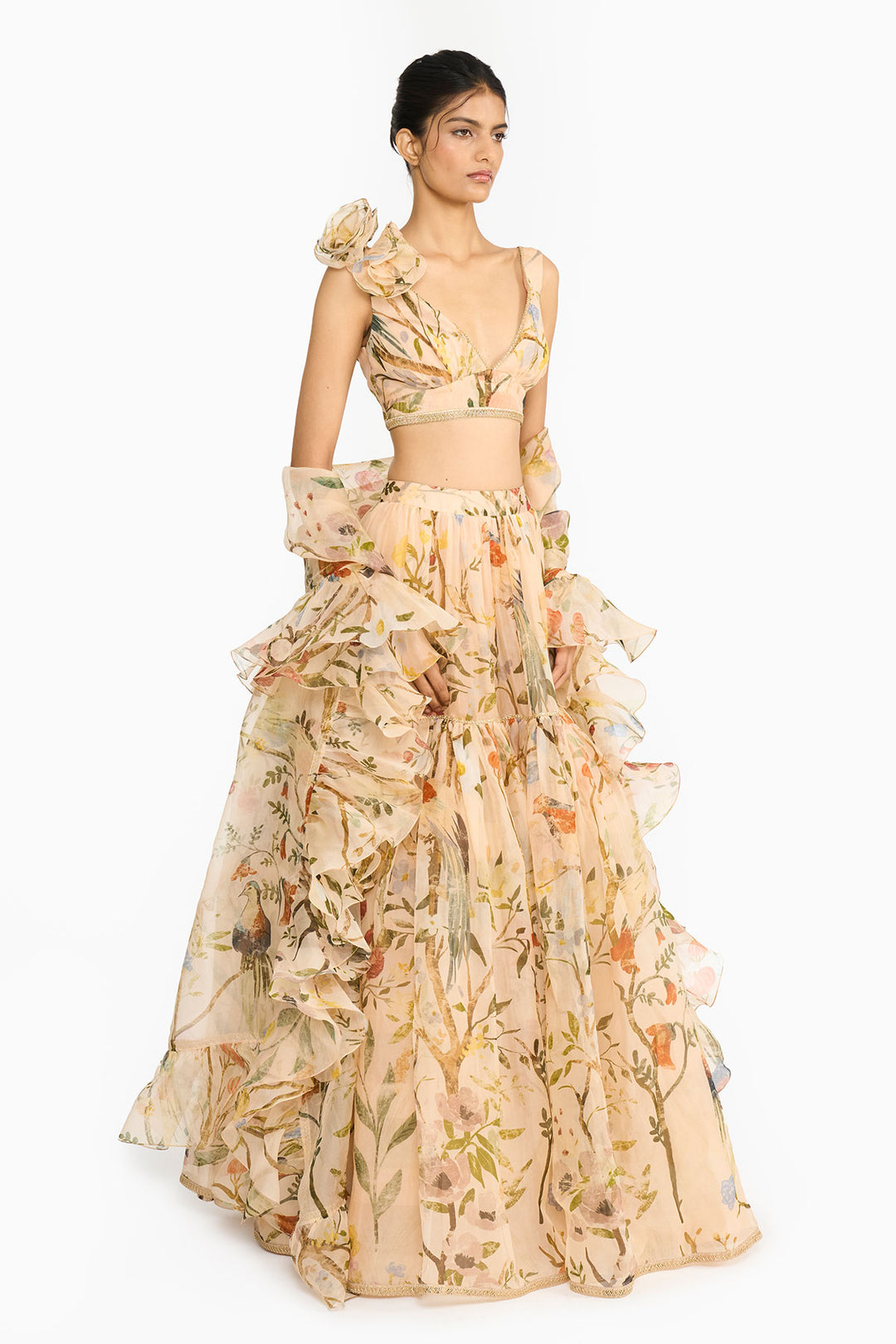 Peach Chinoiserie Lehenga