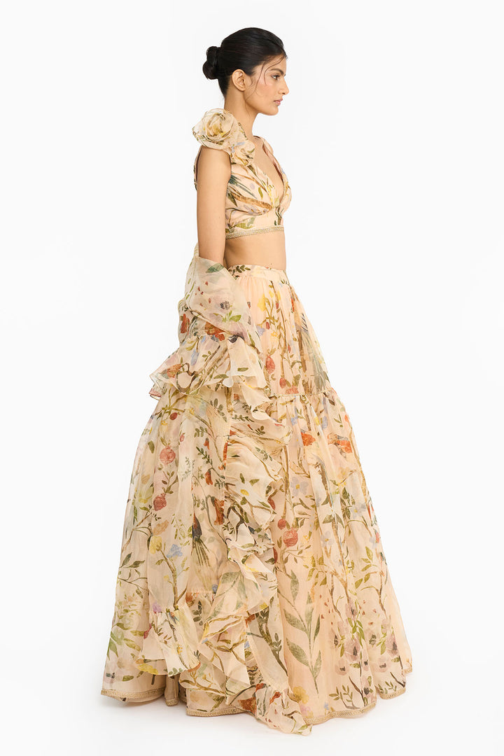 Peach Chinoiserie Lehenga
