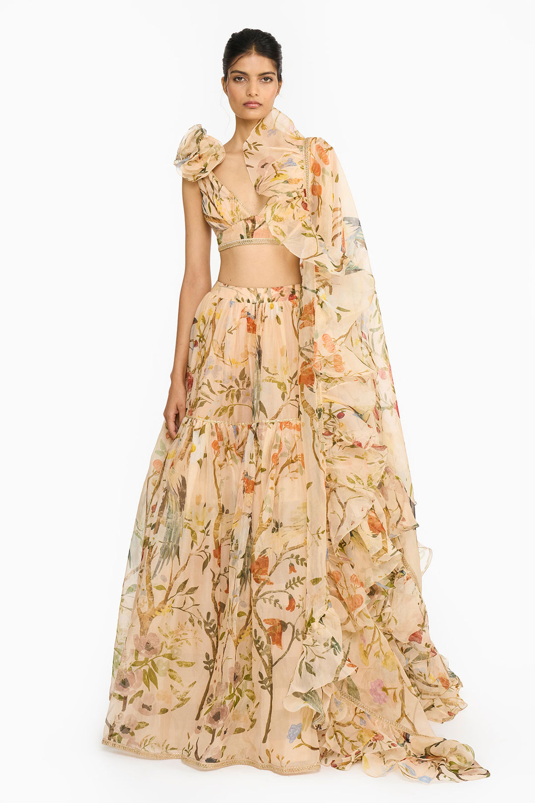 Peach Chinoiserie Lehenga
