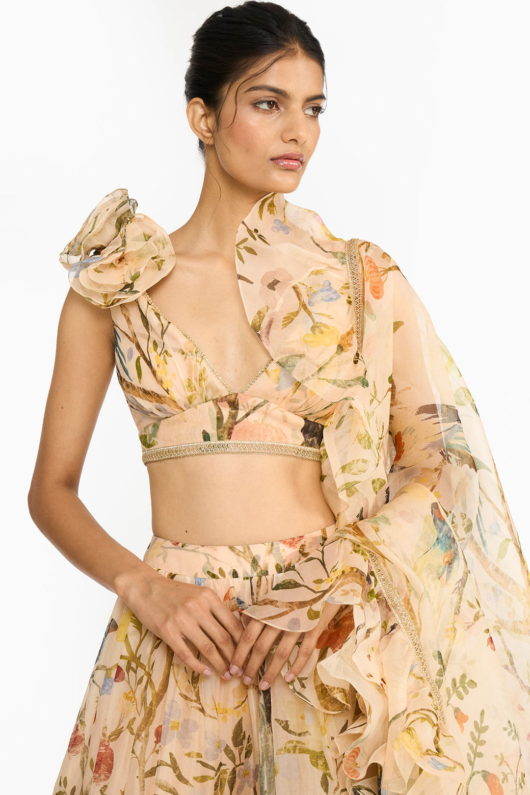 Peach Chinoiserie Lehenga