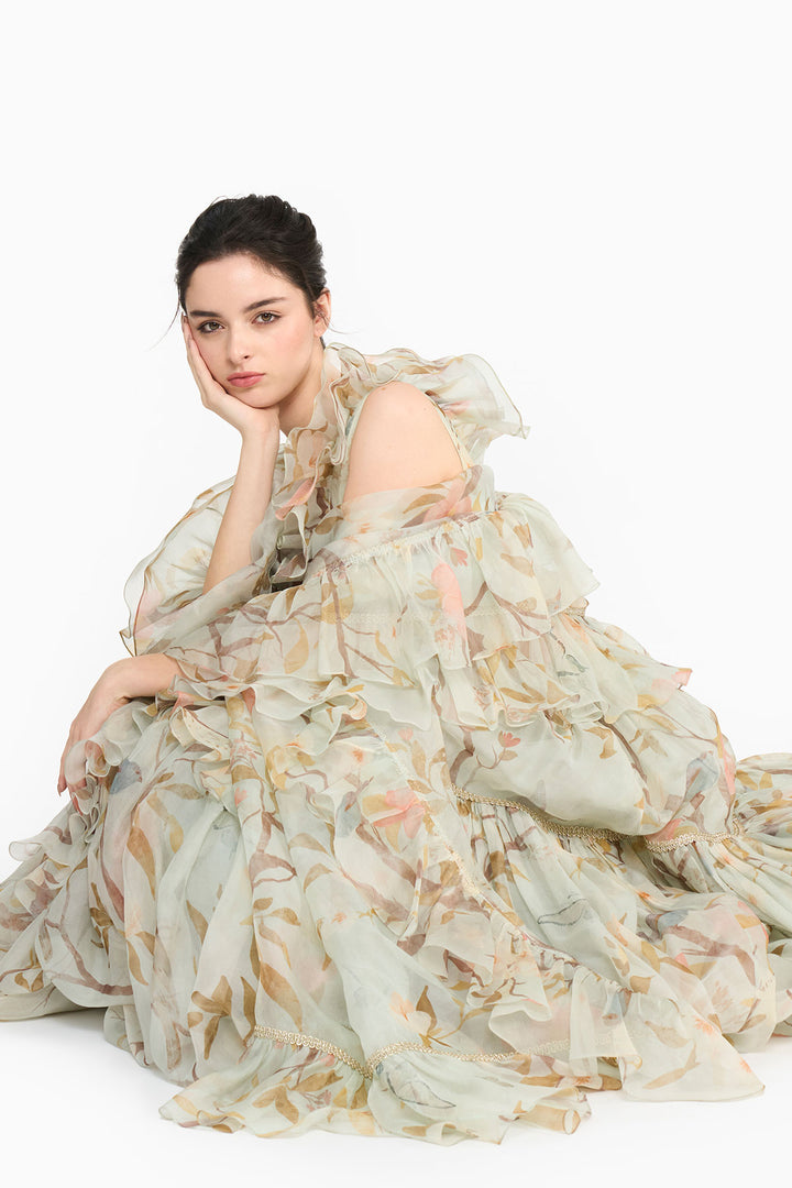 Light Teal Chinoiserie Lehenga