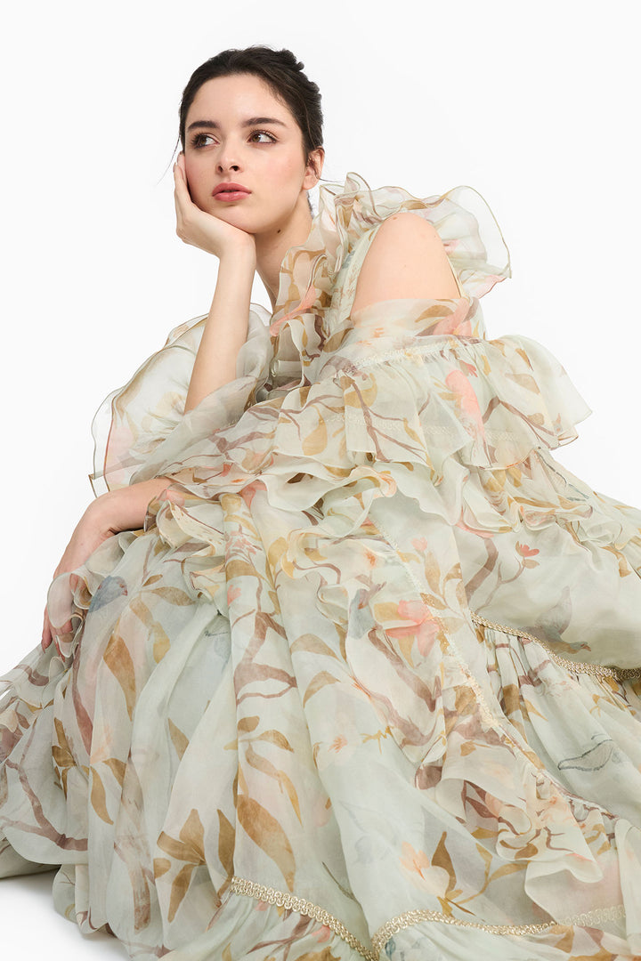 Light Teal Chinoiserie Lehenga