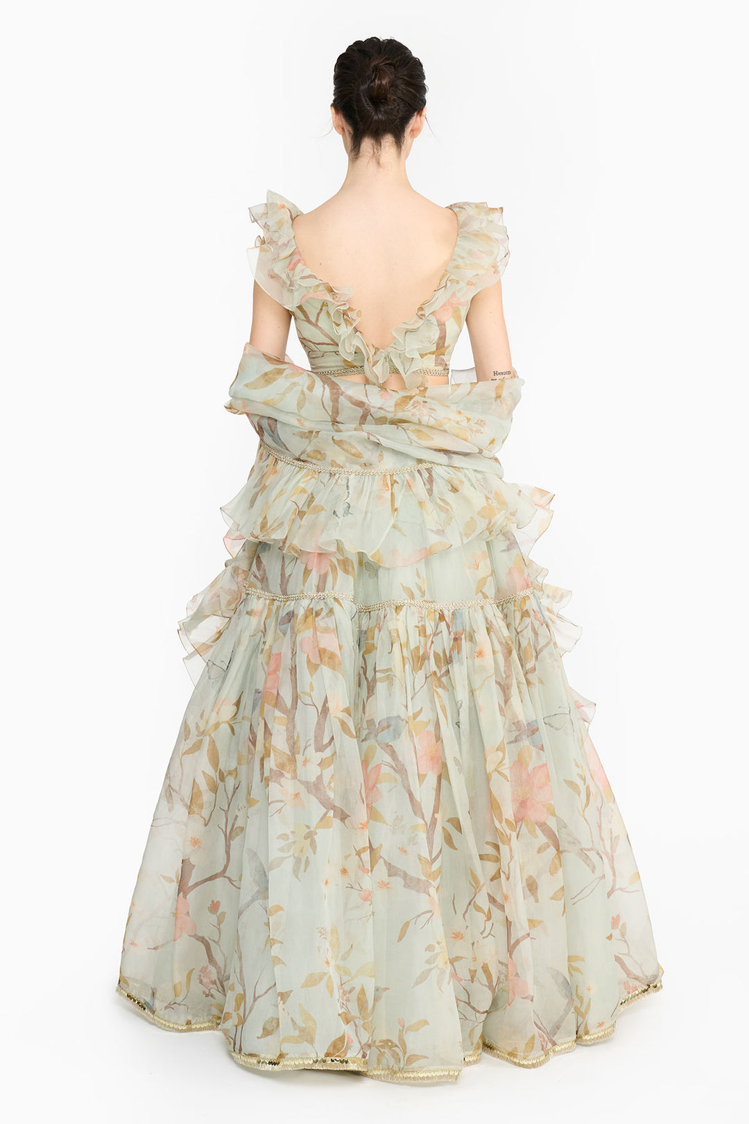 Light Teal Chinoiserie Lehenga