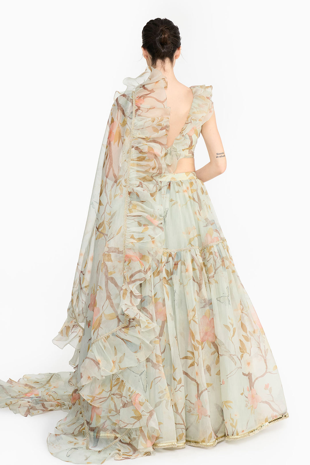 Light Teal Chinoiserie Lehenga