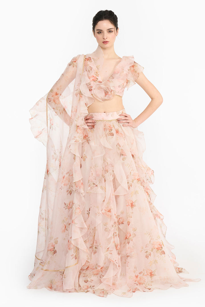 Pink Vintage Rose Lehenga