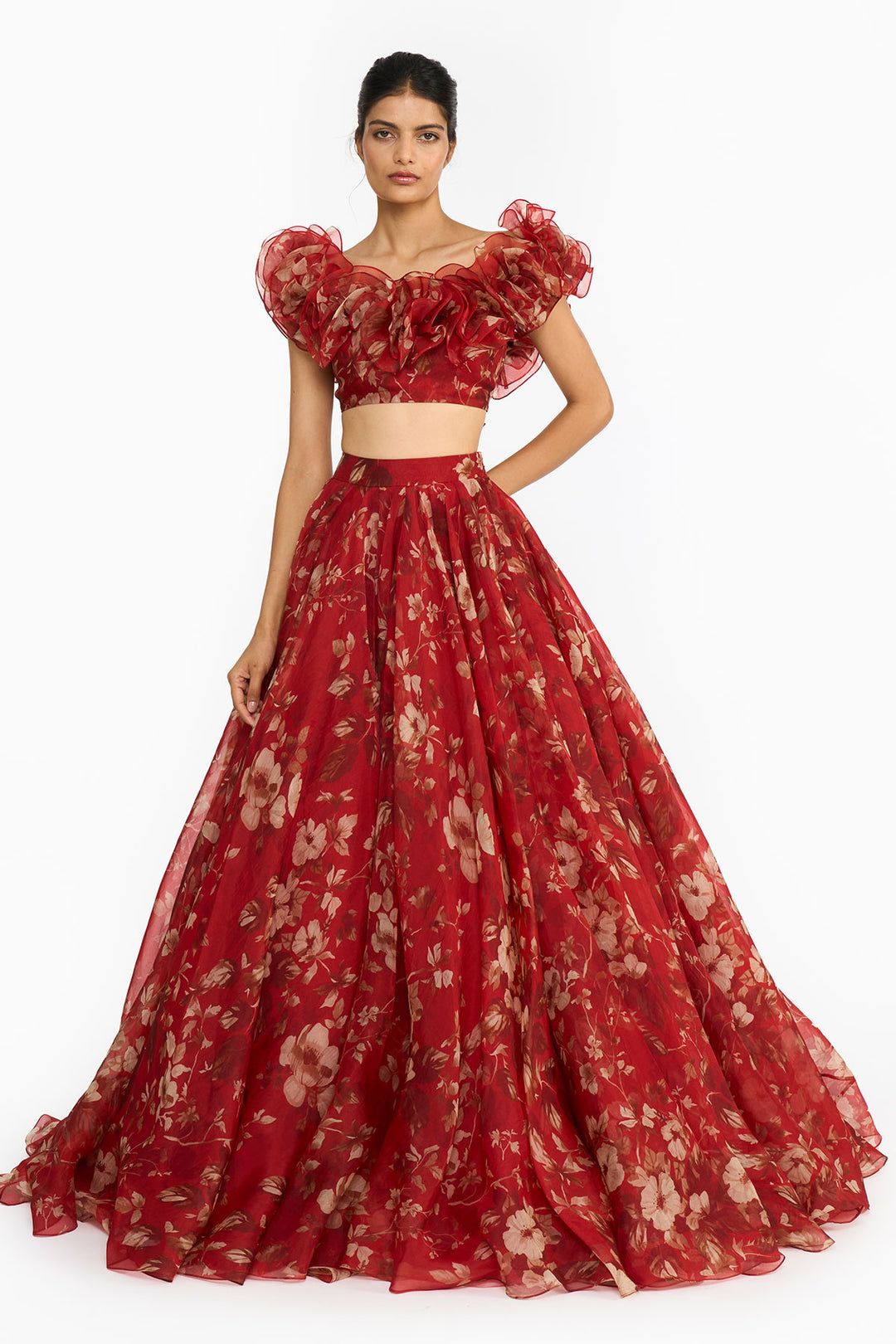 Red Forest Lehenga