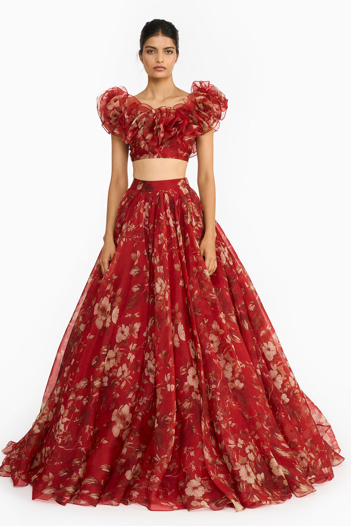 Red Forest Lehenga