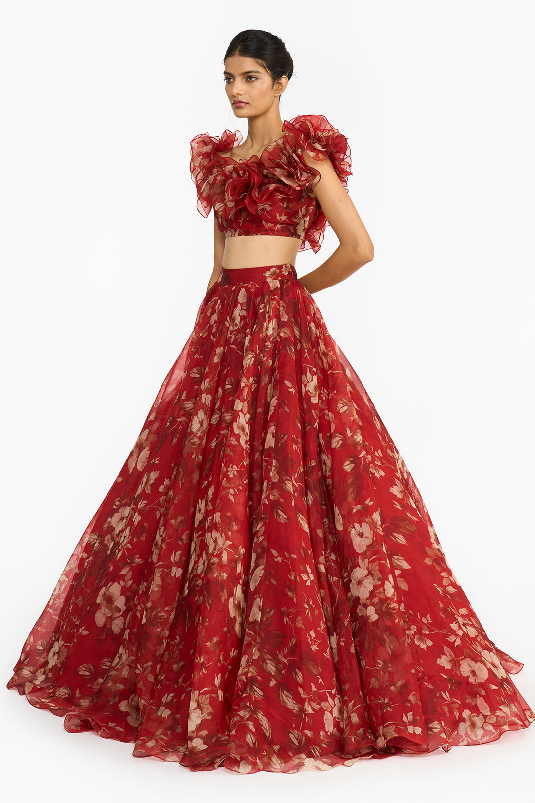 Red Forest Lehenga