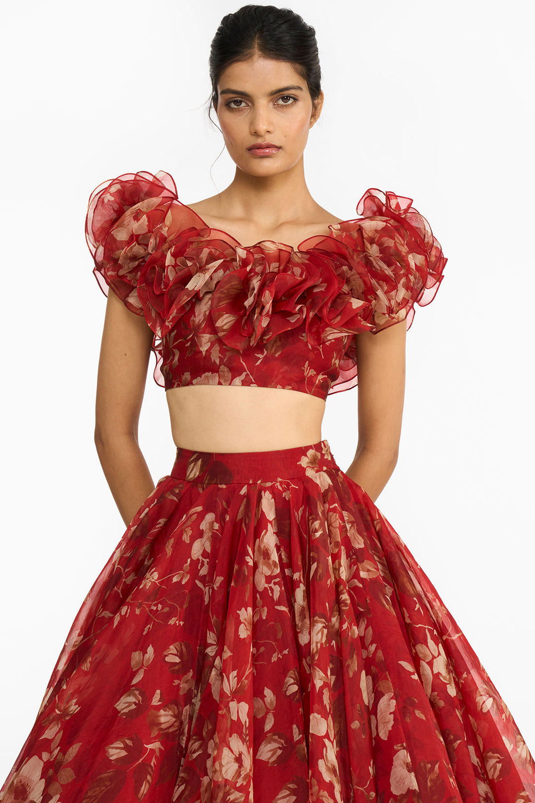 Red Forest Lehenga