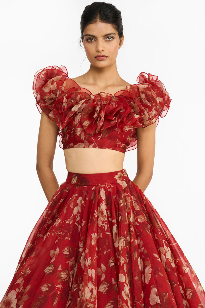Red Forest Lehenga
