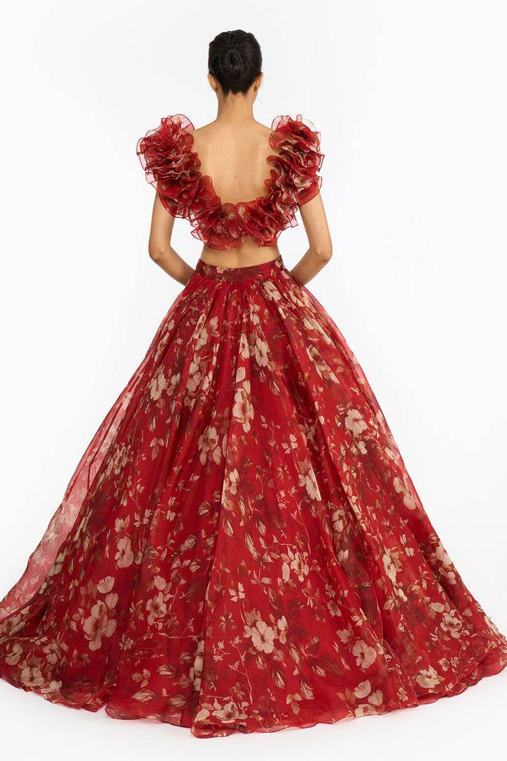Red Forest Lehenga