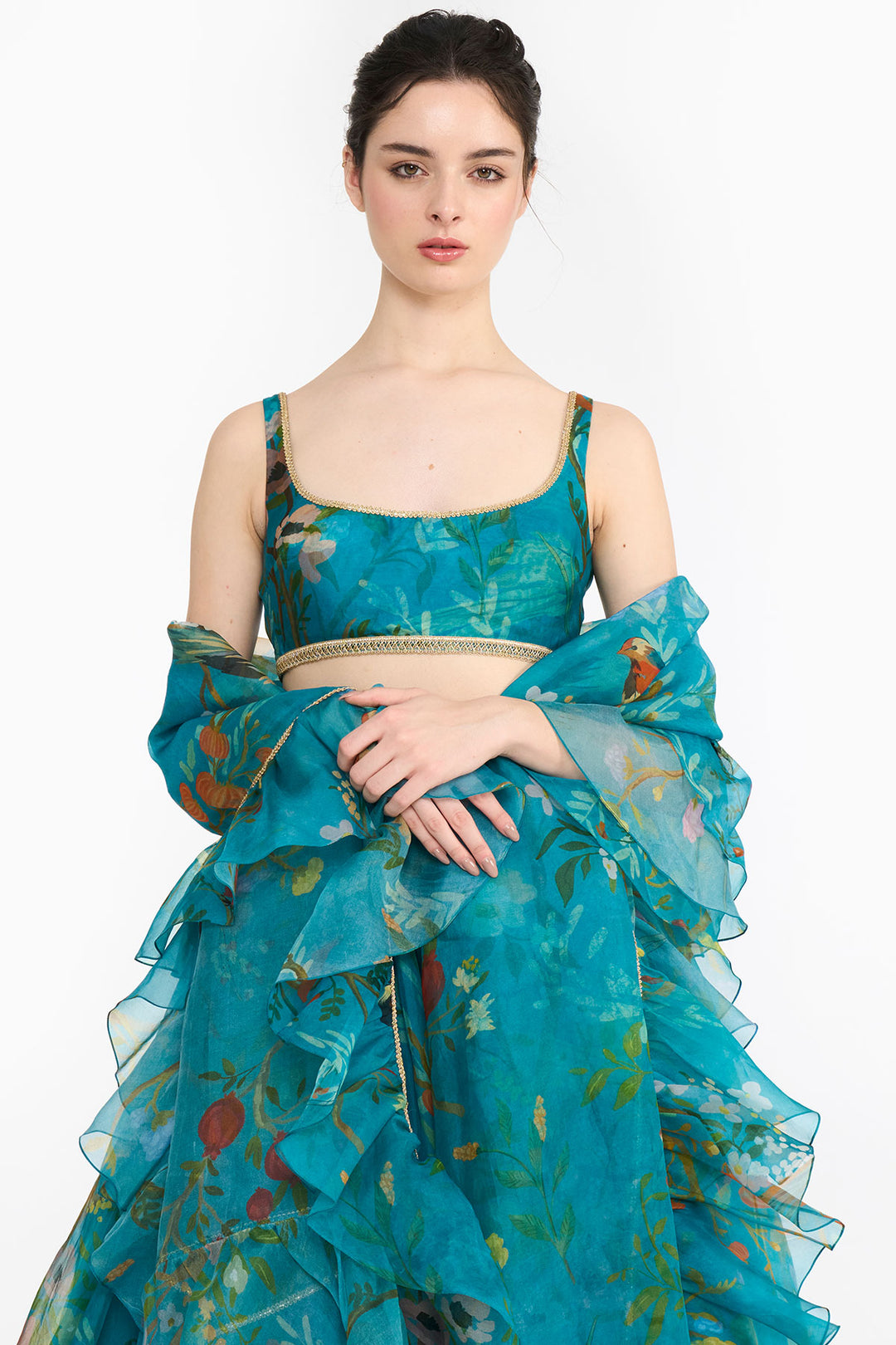 Turquoise Chinoiserie Lehenga