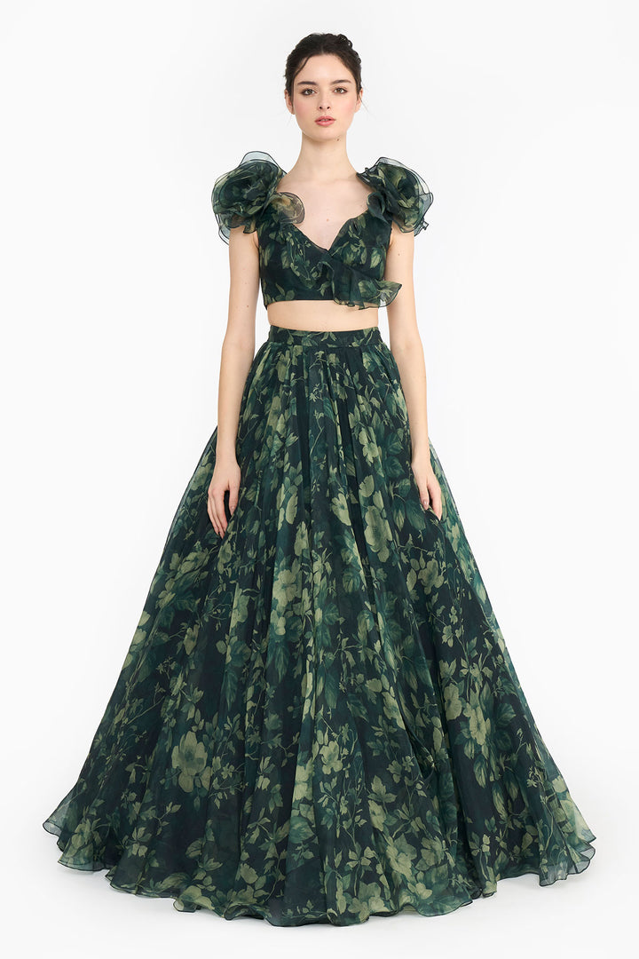 Green Forest Lehenga