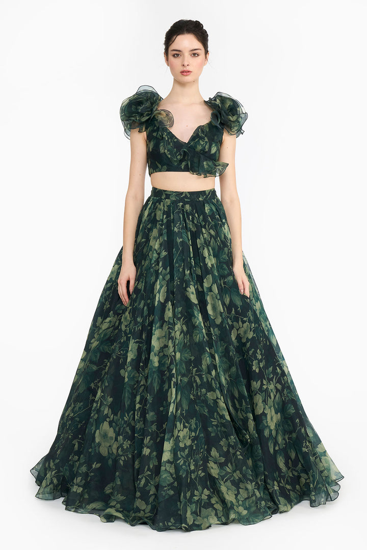 Green Forest Lehenga