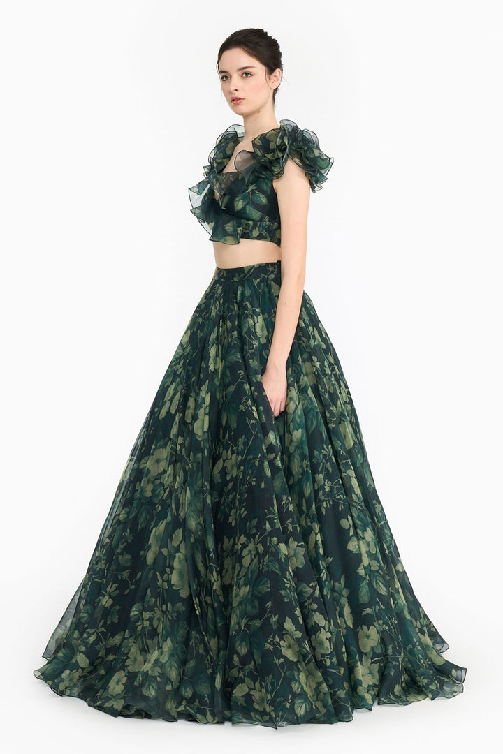 Green Forest Lehenga