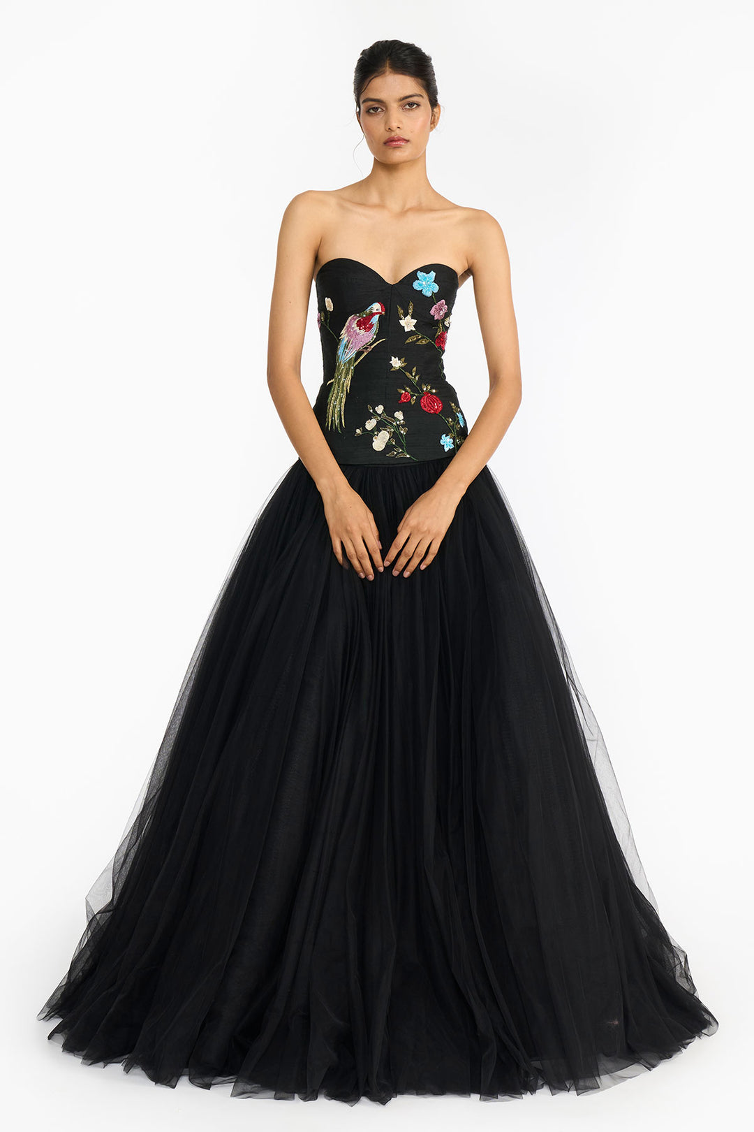 Black Chinoiserie Peplum Top And Skirt