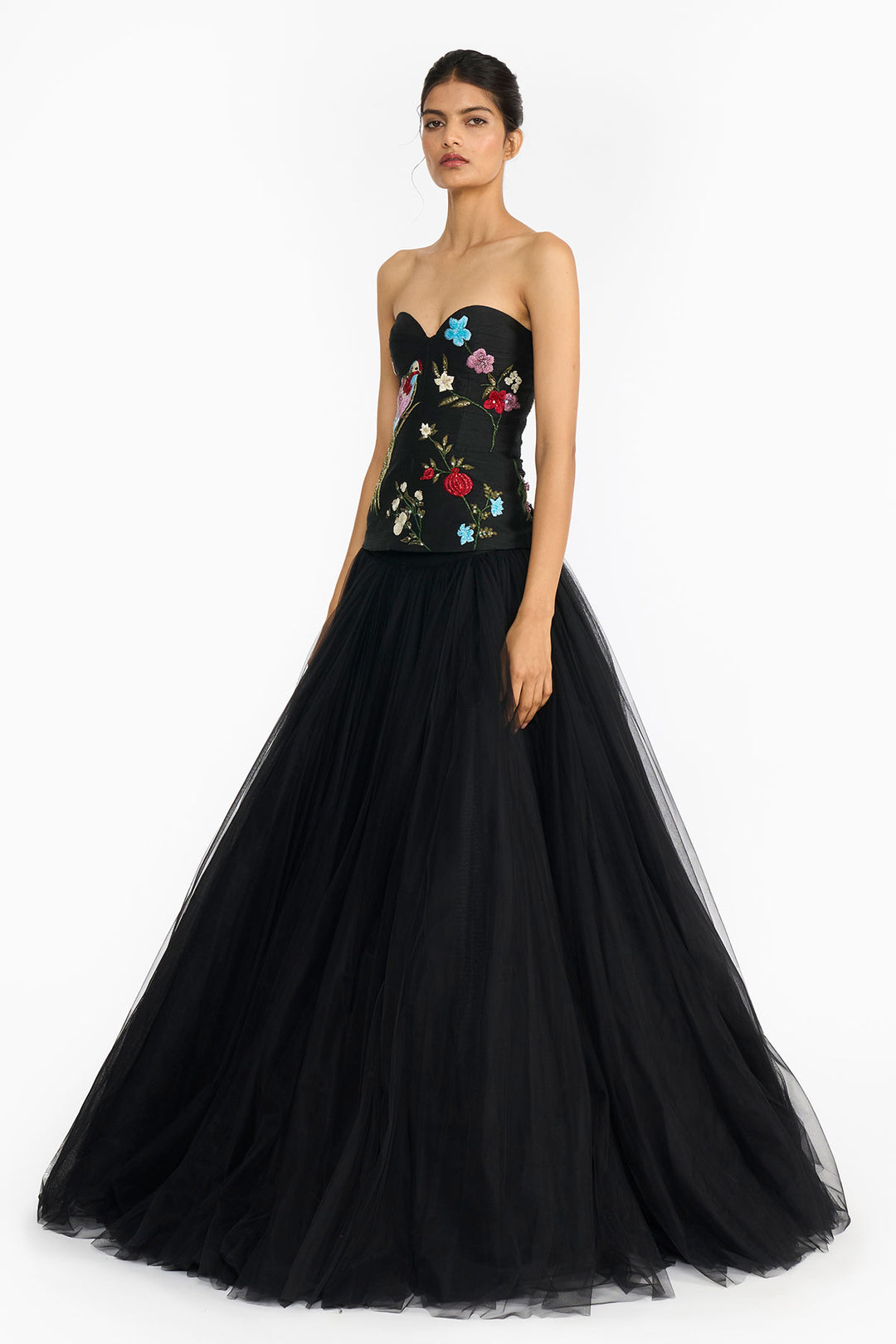 Black Chinoiserie Peplum Top And Skirt