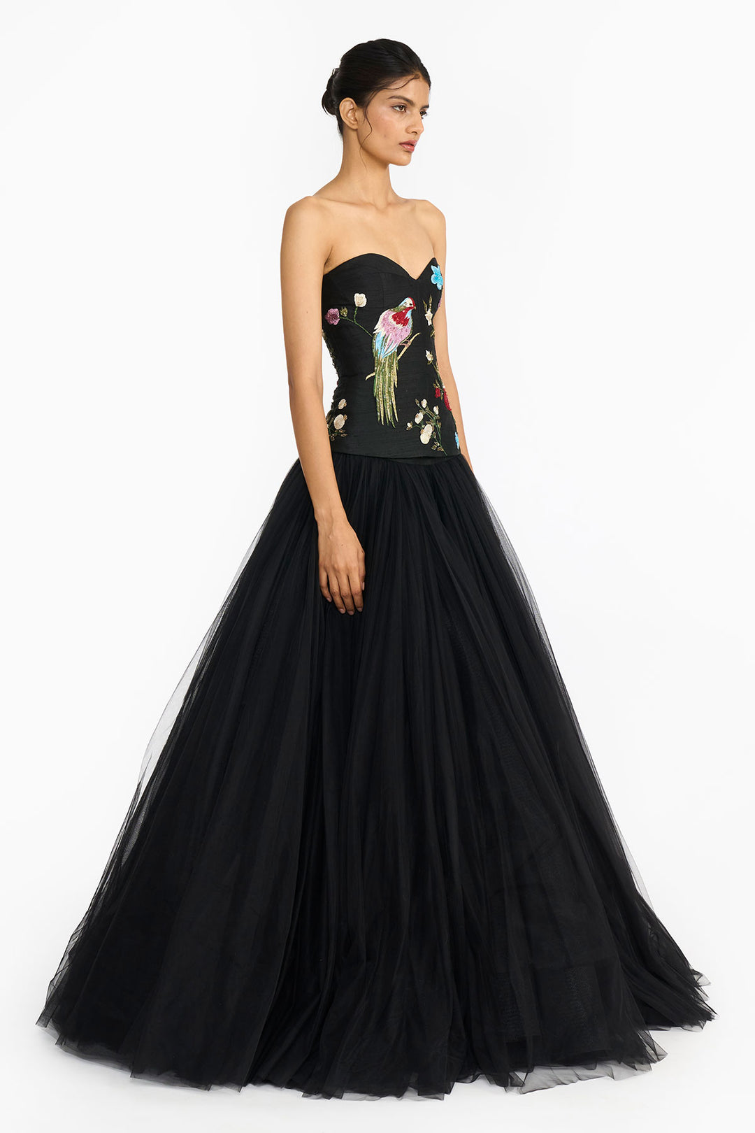 Black Chinoiserie Peplum Top And Skirt