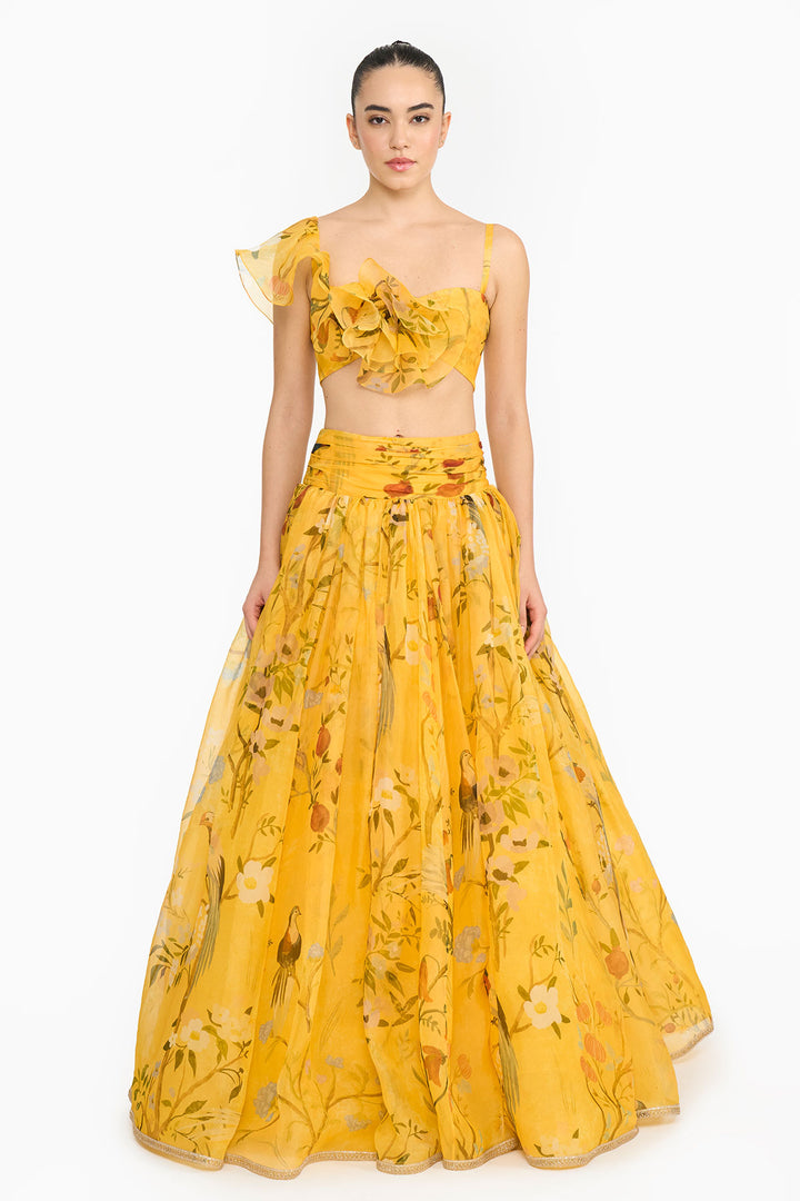 Yellow Chinoiserie Lehenga