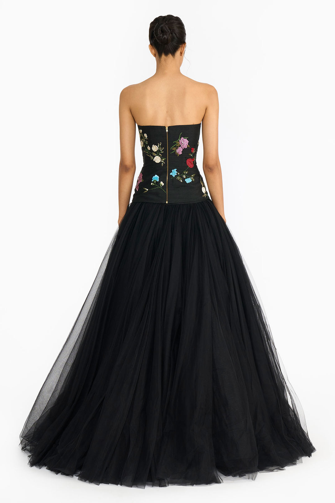 Black Chinoiserie Peplum Top And Skirt