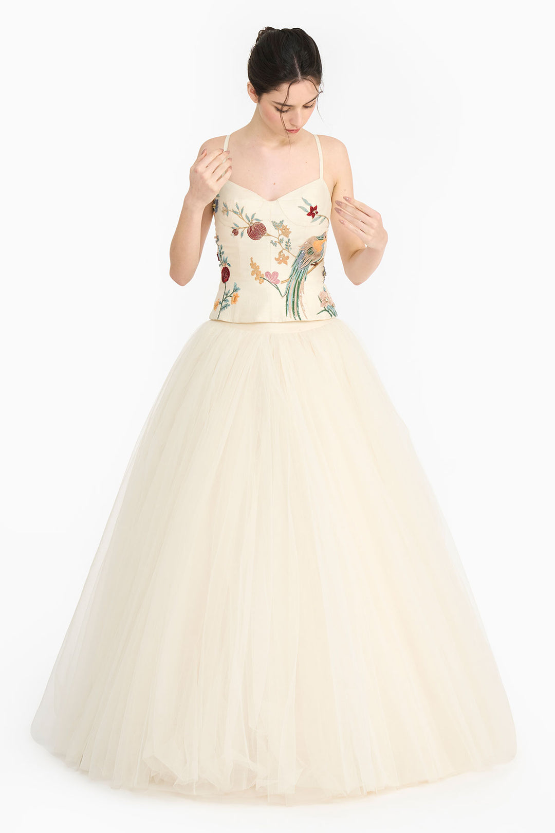 Ivory Chinoiserie Corset  And Skirt