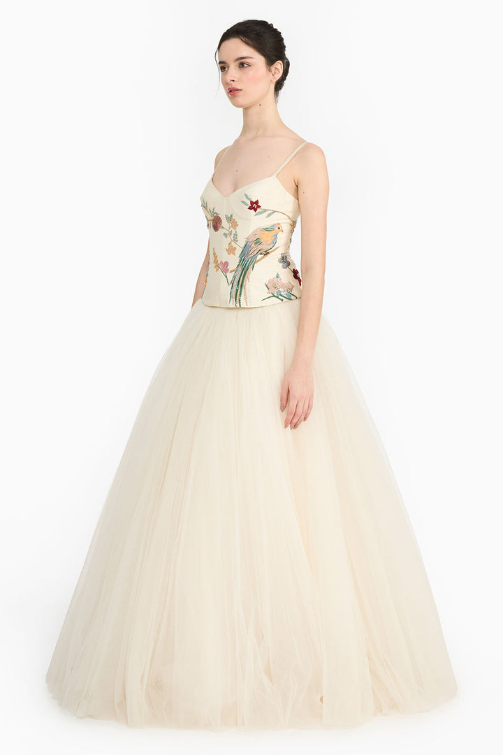 Ivory Chinoiserie Corset  And Skirt