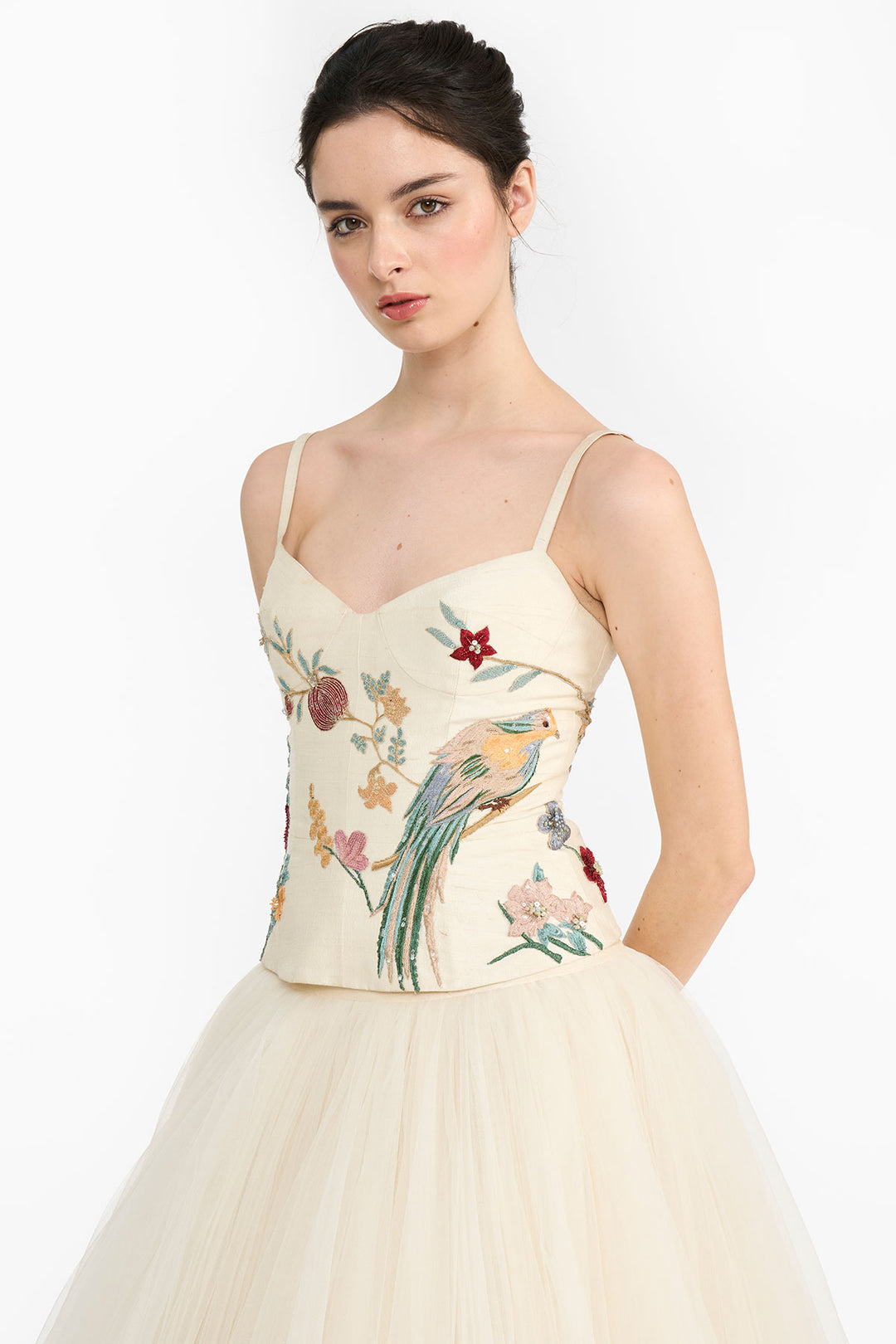 Ivory Chinoiserie Corset  And Skirt