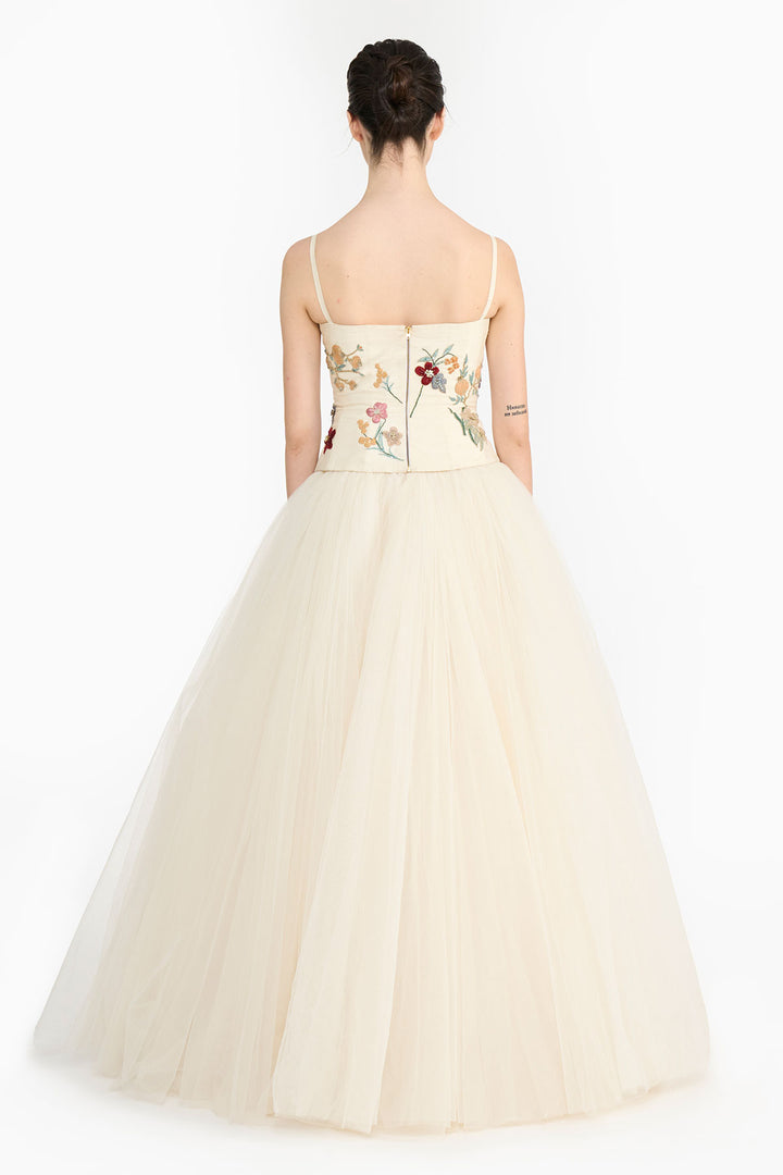 Ivory Chinoiserie Corset  And Skirt