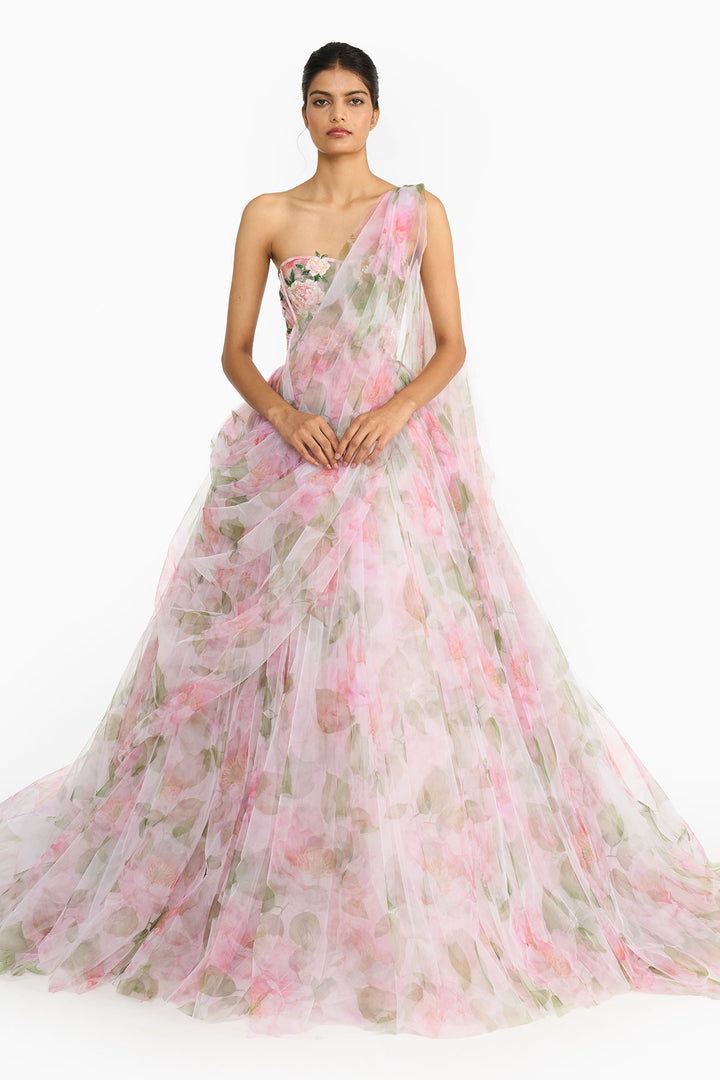 Pink Indian Rose Corset  Lehenga Saree