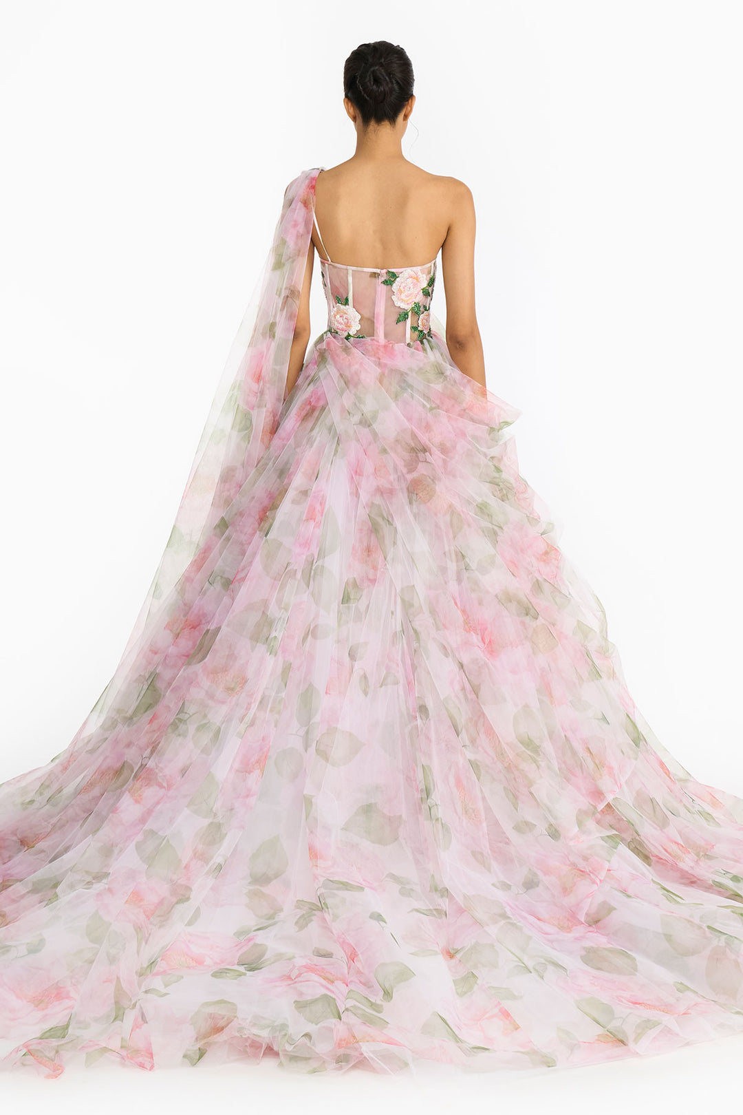 Pink Indian Rose Corset  Lehenga Saree