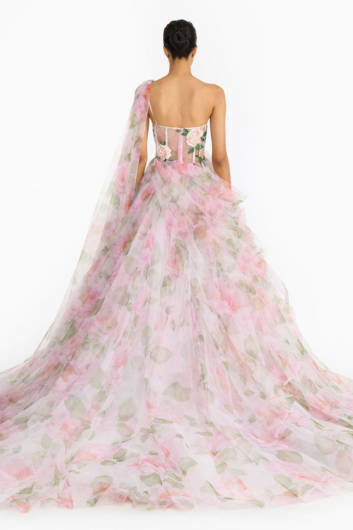 Pink Indian Rose Corset  Lehenga Saree