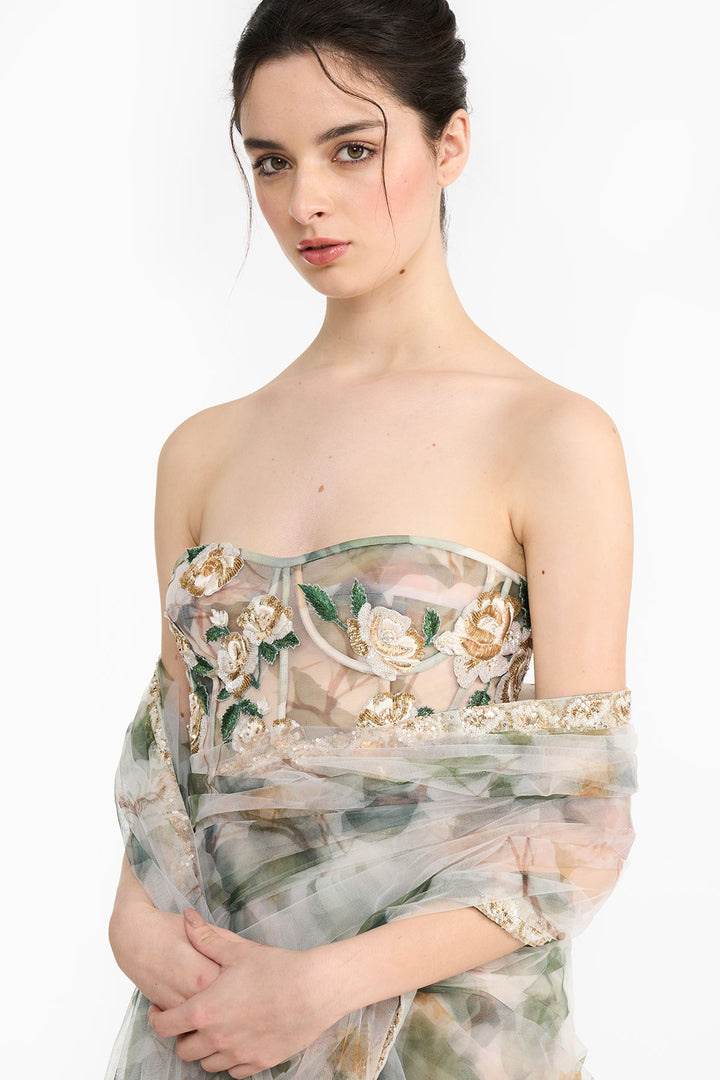 White Indian Rose Corset  Saree