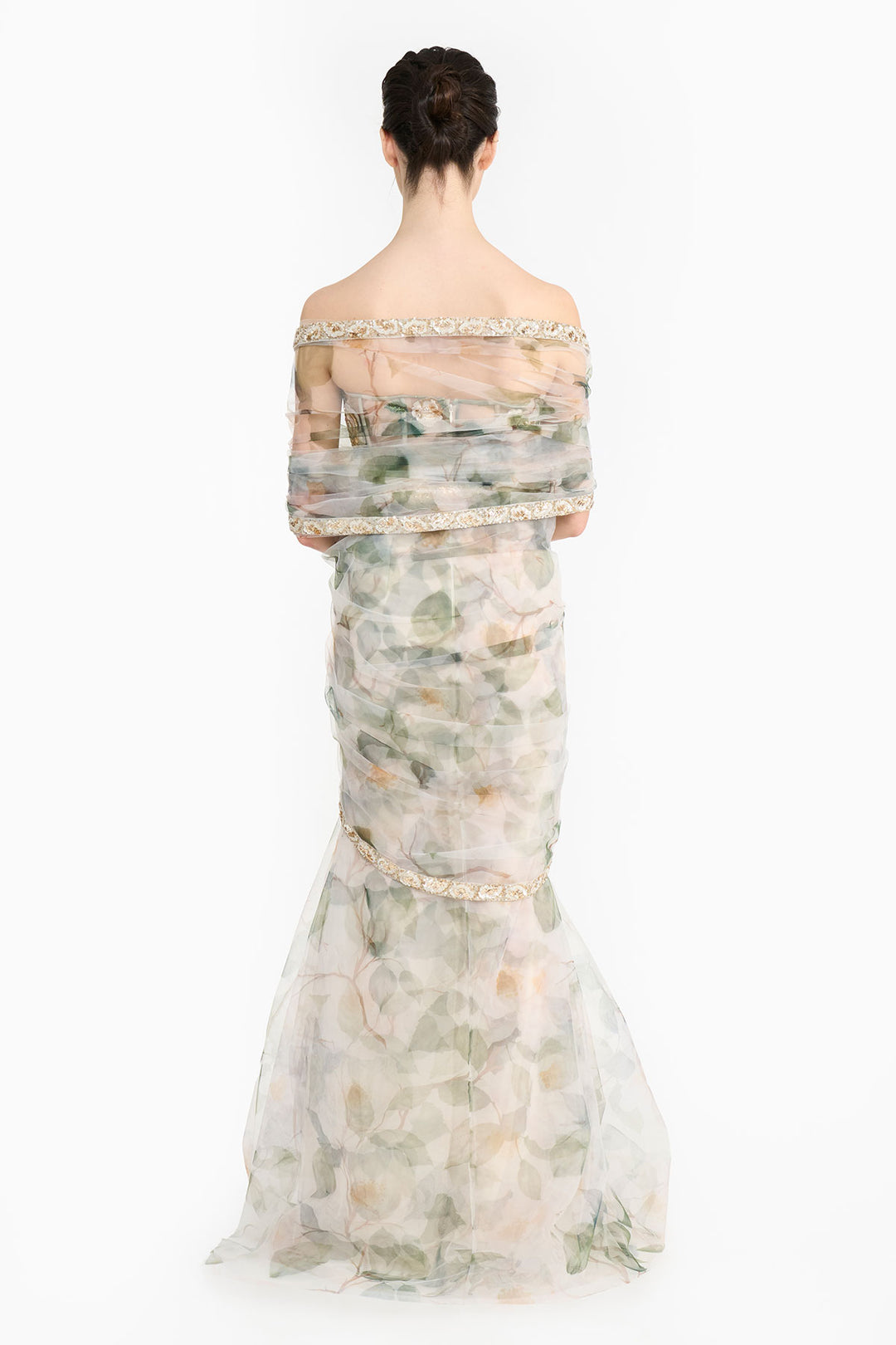 White Indian Rose Corset  Saree