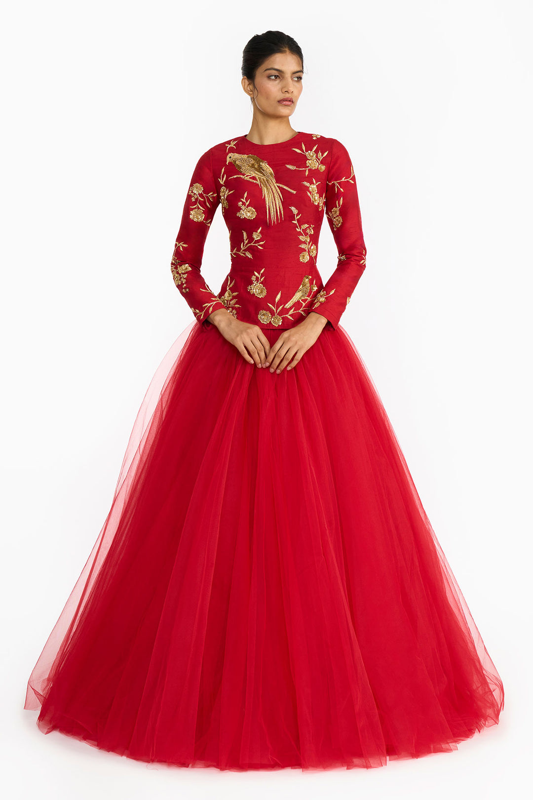 Red Chinoiserie Top  And Skirt