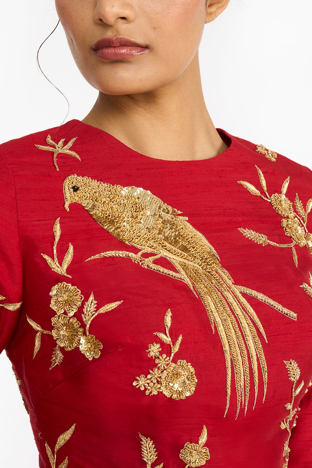 Red Chinoiserie Top  And Skirt