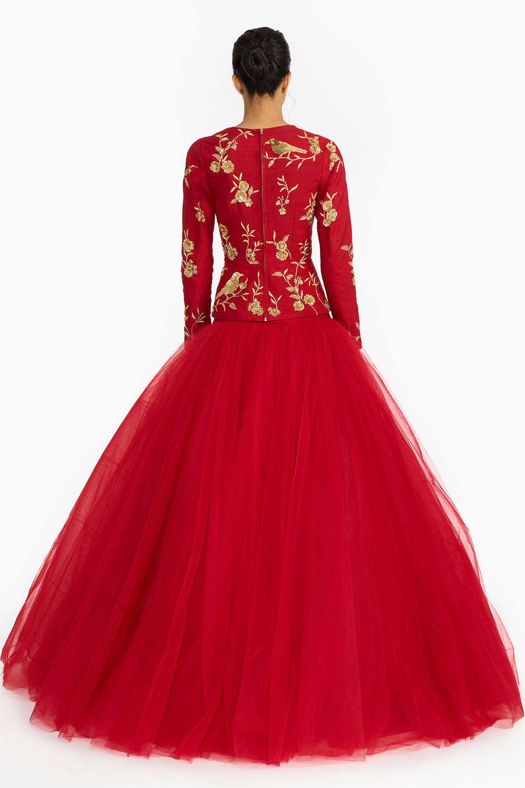 Red Chinoiserie Top  And Skirt