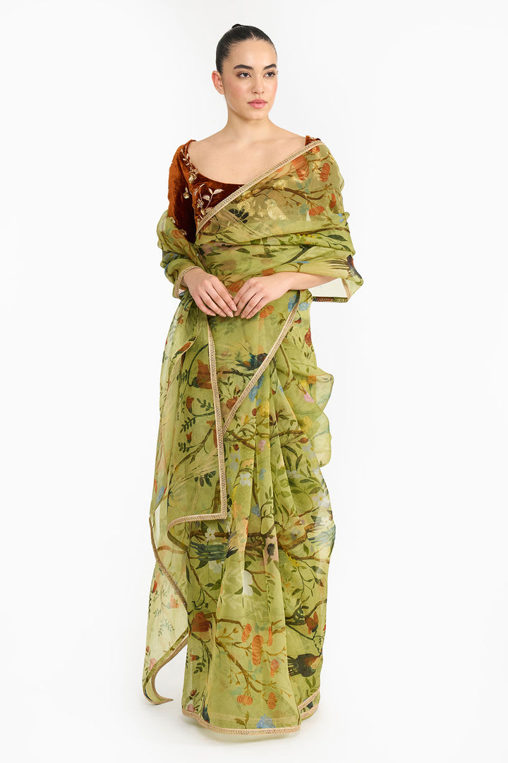Green Chinoiserie Saree