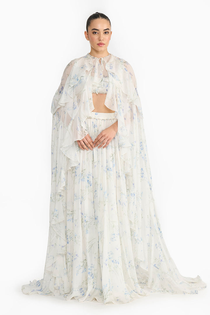 Lavender Cape Chiffon Lehenga