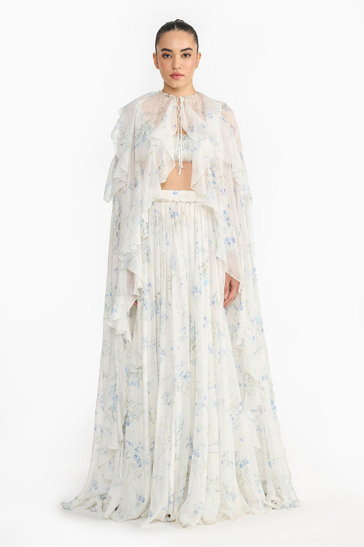 Lavender Cape Chiffon Lehenga