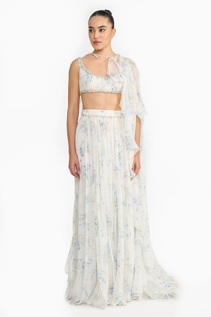 Lavender Cape Chiffon Lehenga