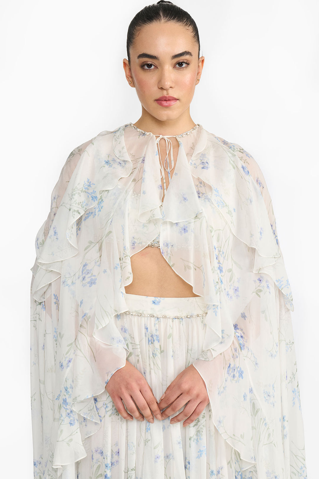 Lavender Cape Chiffon Lehenga