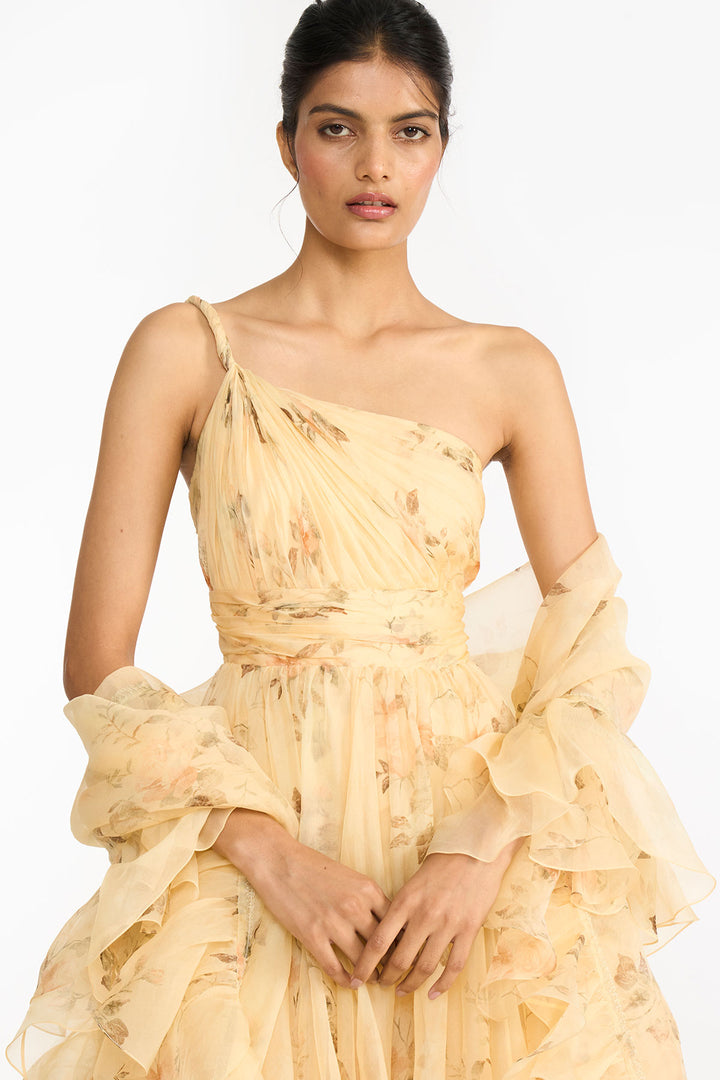 Pale Yellow Vintage Rose Anarkali