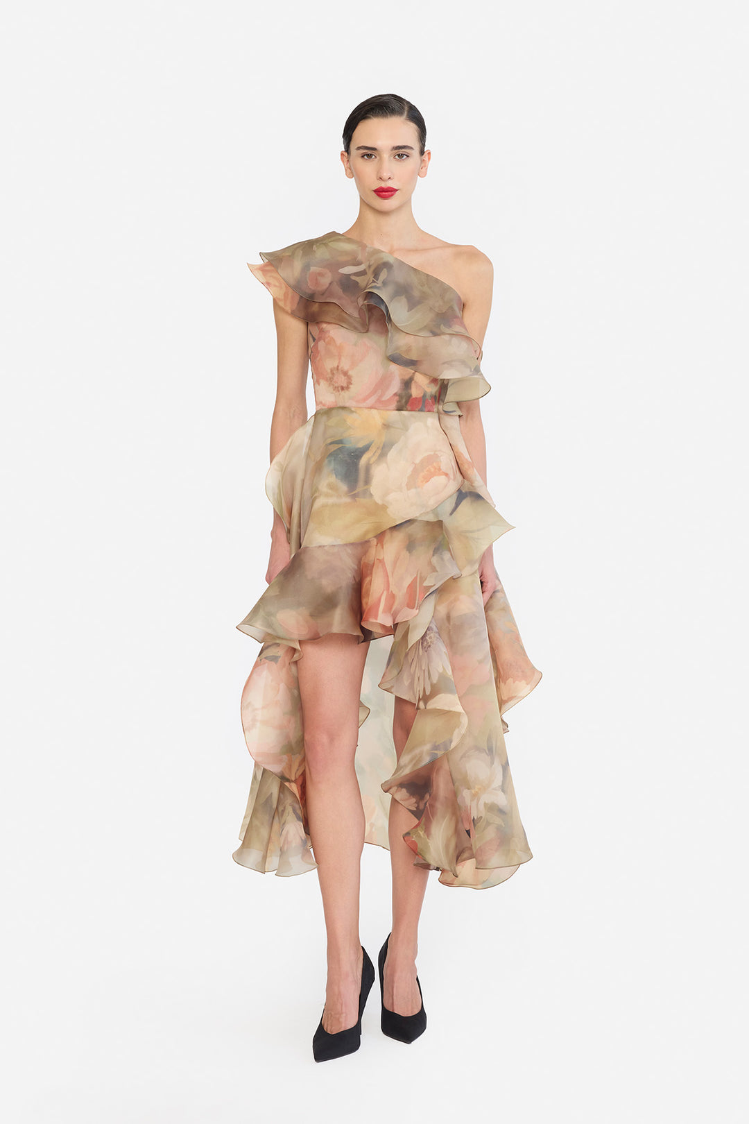 ONE SHOULDER RUFFLE DRESS